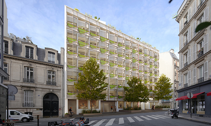 Immeuble THEO – Façade neuve de bureaux à Paris IX